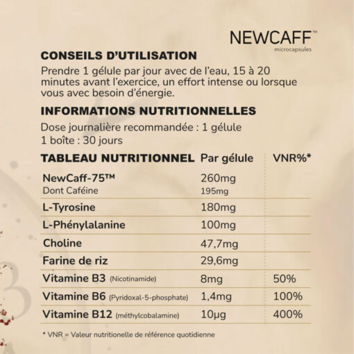 Yam Nutrition Caffeine Energy 30 Caps valeur nutrinionelle